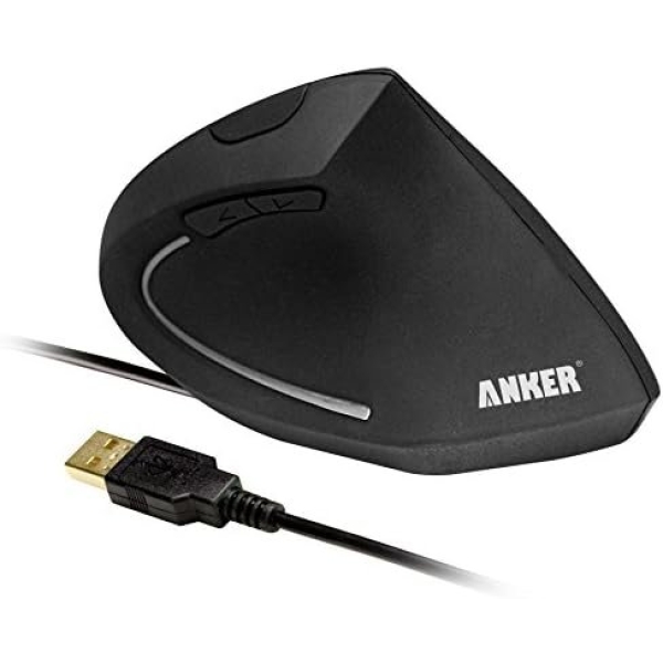 Anker® Vertical Ergonomic Optical Mouse, Wired, USB, 5 Buttons - Black - Image 2