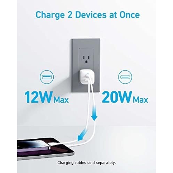 USB C Charger 33W, Anker 323 Charger, 2 Port Compact Charger with Foldable Plug - Image 3