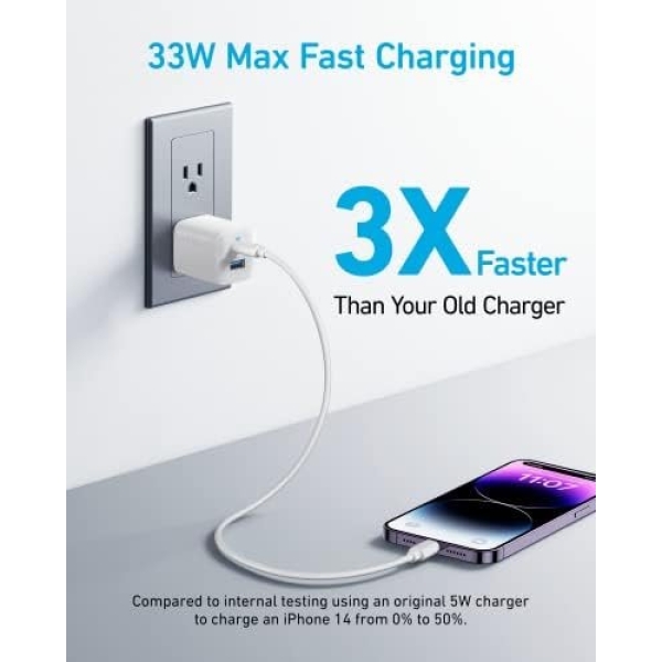 USB C Charger 33W, Anker 323 Charger, 2 Port Compact Charger with Foldable Plug - Image 2
