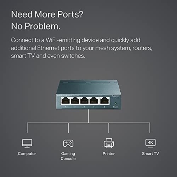 TP-Link TL-SG105, 5 Port Gigabit Unmanaged Ethernet Switch, Network Hub - Image 3