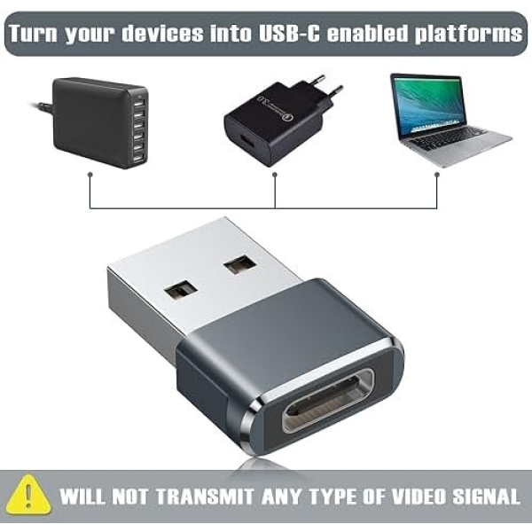 USB C Female to USB Male Adapter (3 Pack),Type C to USB A Charger Cable Adapter - Image 6