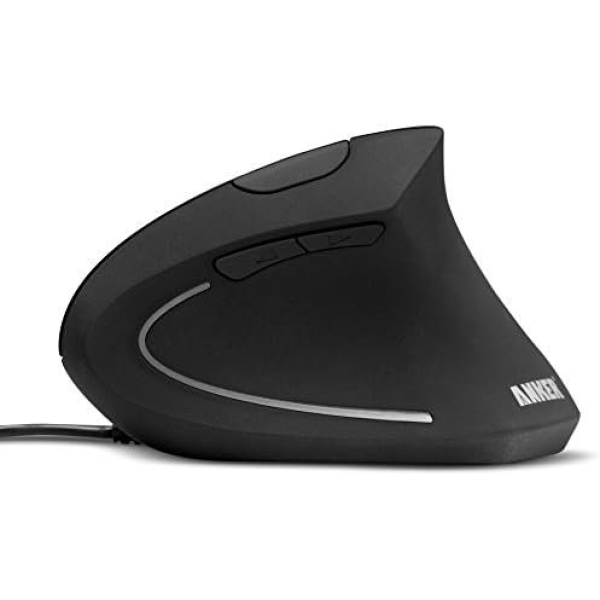 Anker® Vertical Ergonomic Optical Mouse, Wired, USB, 5 Buttons - Black - Image 3