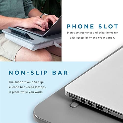 LAPGEAR Sidekick Lap Desk with Device Ledge and Phone Holder - Gray - Image 3