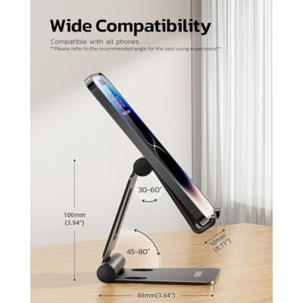 Nulaxy Dual Folding Cell Phone Stand, Fully Adjustable Foldable Desktop Phone - Image 6