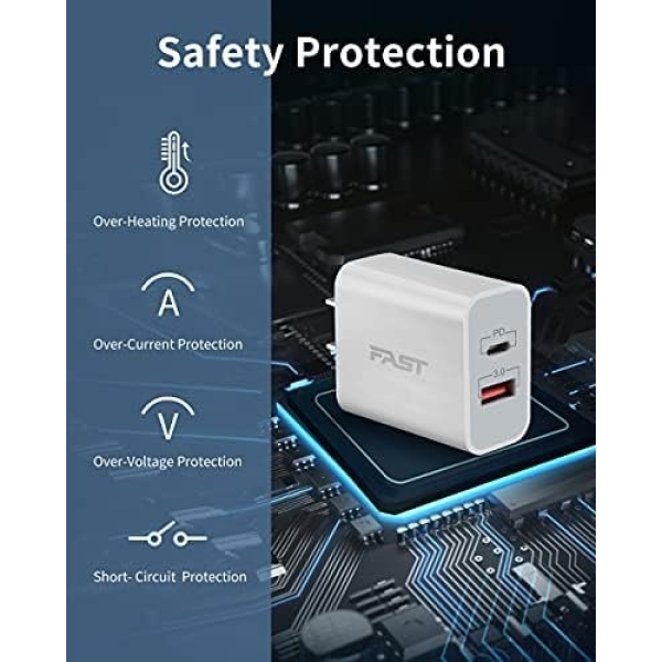 USB C Charger Block Fast Charging, 20W 3-Pack Dual Port PD Plug Power Adapter - Image 7
