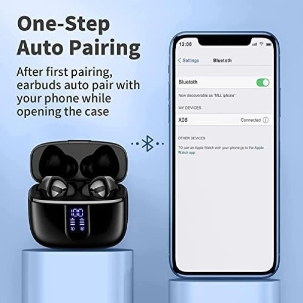 TAGRY Bluetooth Headphones True Wireless Earbuds 60H Playback LED Power Display - Image 5