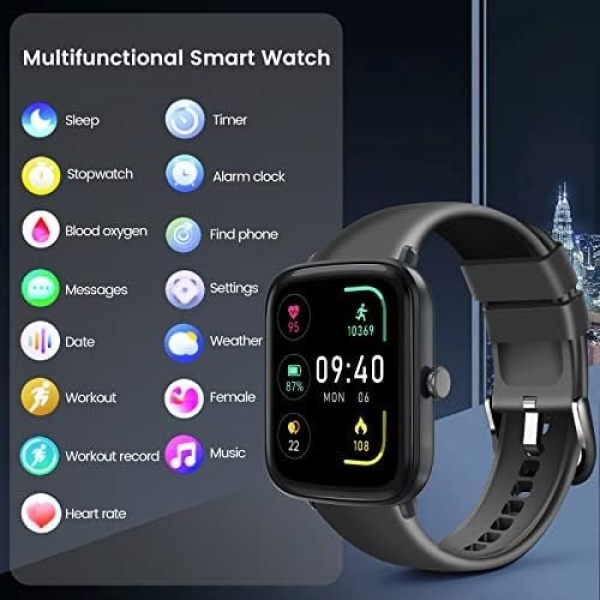 Smart Watch, Fitness Tracker with Heart Rate Blood Oxygen Sleep Monitor, 1.7" - Image 2