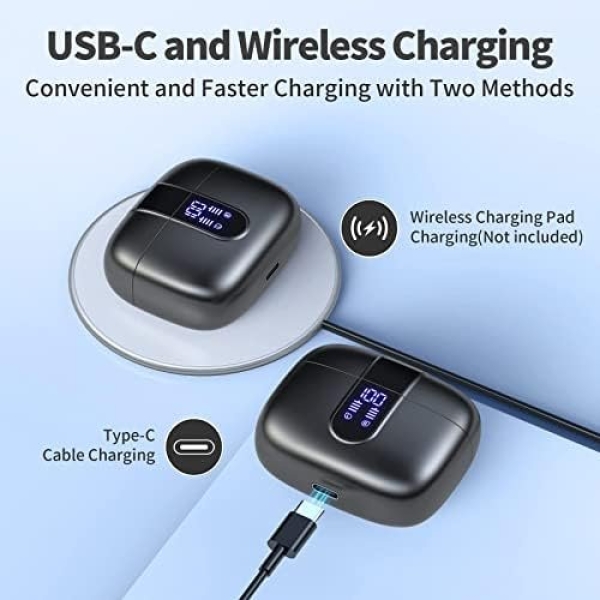 TAGRY Bluetooth Headphones True Wireless Earbuds 60H Playback LED Power Display - Image 3