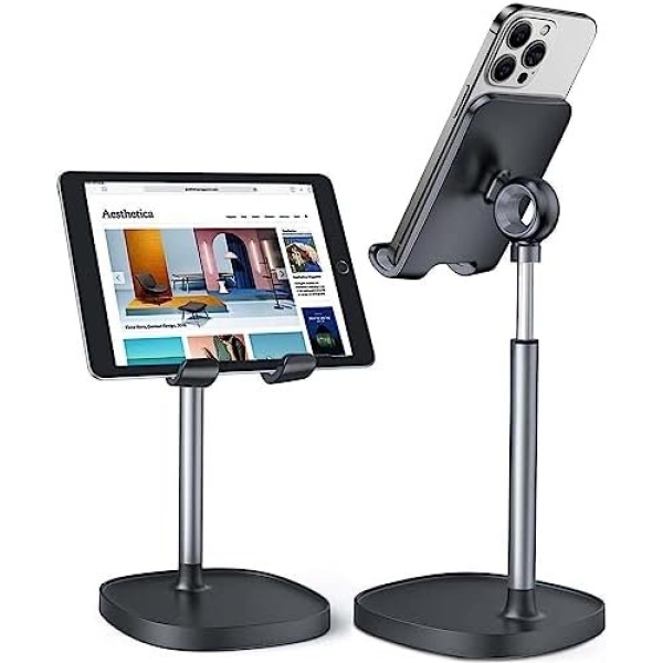 LISEN Cell Phone Stand, Height Angle Adjustable Phone Holer for Desk, Taller
