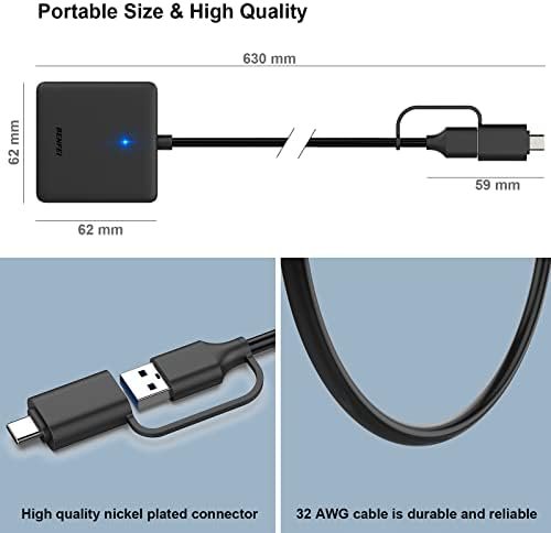 Memory Card Reader, BENFEI 4in1 USB USB-C to SD Micro SD MS CF Card Reader - Image 6