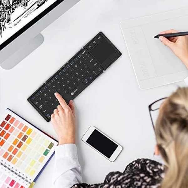 Foldable Keyboard Bluetooth, iClever BK08 Folding Keyboard with Touchpad - Image 6