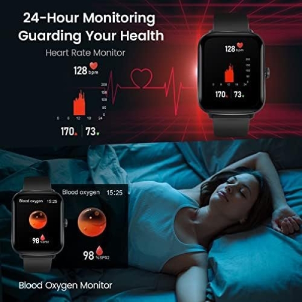 Smart Watch, Fitness Tracker with Heart Rate Blood Oxygen Sleep Monitor, 1.7" - Image 4
