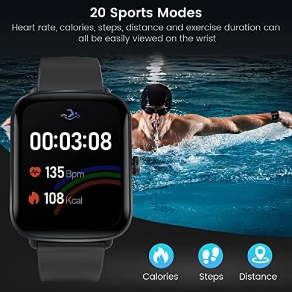 Smart Watch, Fitness Tracker with Heart Rate Blood Oxygen Sleep Monitor, 1.7" - Image 3
