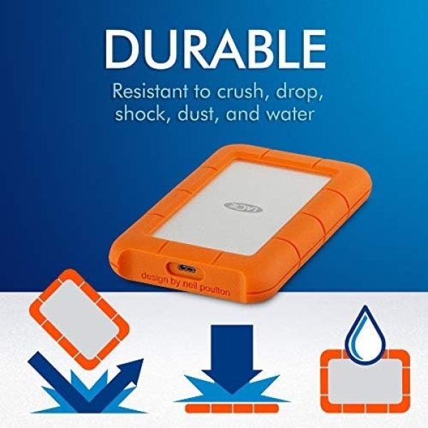 LaCie Rugged USB-C 5TB External Hard Drive Portable HDD – USB 3.0, Drop Shock - Image 3