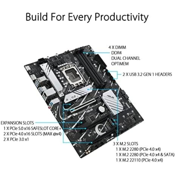 ASUS Prime H770-PLUS D4 Intel® H770(13th and 12th Gen) LGA 1700 ATX Motherboard - Image 4