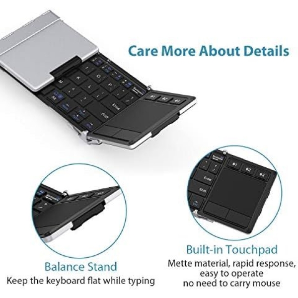 Foldable Keyboard Bluetooth, iClever BK08 Folding Keyboard with Touchpad - Image 3