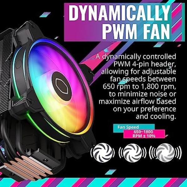 Cooler Master Hyper 212 Halo Black CPU Air Cooler, MF120 Halo² Fan, Dual Loop - Image 10