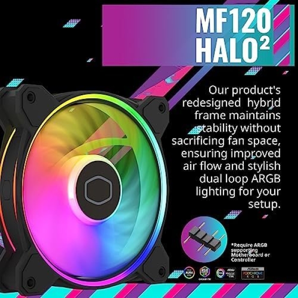 Cooler Master Hyper 212 Halo Black CPU Air Cooler, MF120 Halo² Fan, Dual Loop - Image 3