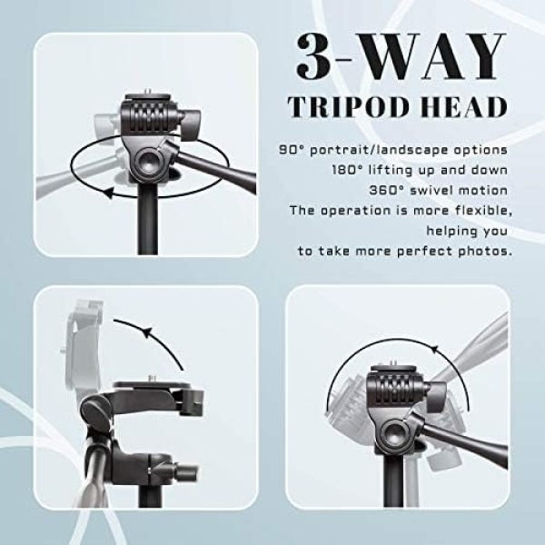 Apeocose 55" Tripod for iPhone with Quick-Release Plate, Lightweight Cell Phone - Image 4