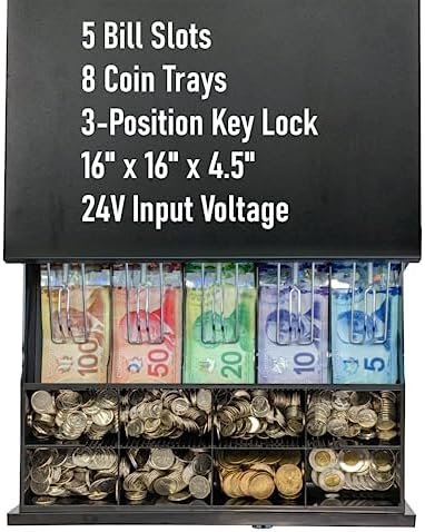 ADD Cash Drawer 16"x16.5"x4" POS Cash Box with Cash Register Till Tray - Image 3