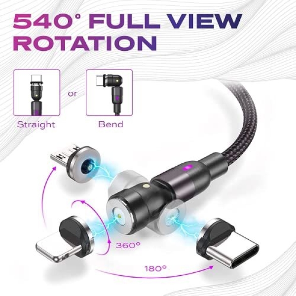 STATIK 360 Magnetic Phone Charger | USB to USB C Cable, Micro-USB, Magnetic - Image 2